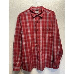 Carhartt Men's Red Plaid Relaxed Fit Long Sleeve Collared Button-Up Shirt XL